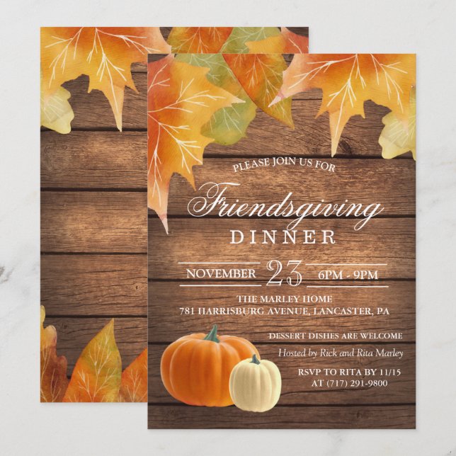 Rustic Friendsgiving Dinner Invitation (Front/Back)