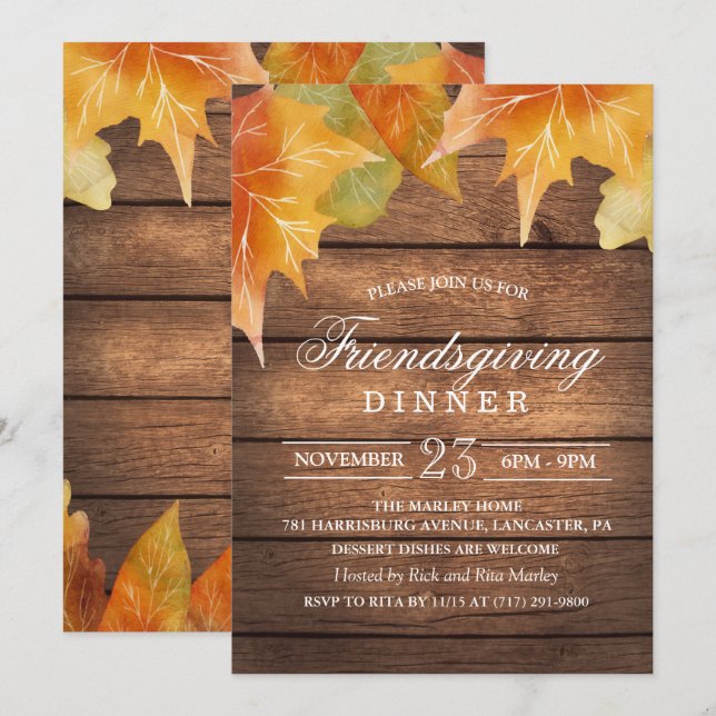 Rustic Friendsgiving Dinner Invitation (Front/Back)