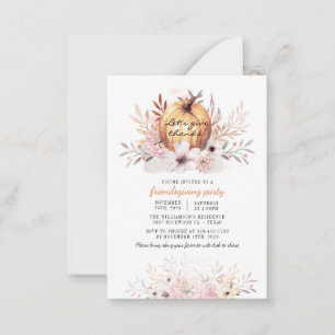 Rustic Friendsgiving Floral Fall Leaves Pumpkin Card