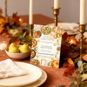 Rustic Friendsgiving Harvest Table Thanksgiving  Invitation