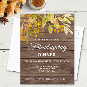 Rustic Friendsgiving Invitation Postcard