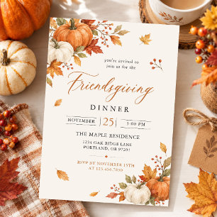 Rustic Friendsgiving Thanksgiving dinner Invitation