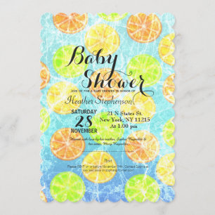 Rustic Frozen Citrus Summer Fruit Invitation