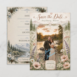 Rustic Fryeburg Maine Mountain Photo Save The Date