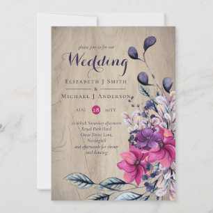 Rustic Fuchsia Floral Woodland Wedding