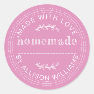 Rustic Fuchsia Pink Homemade Baked Goods Classic Round Sticker