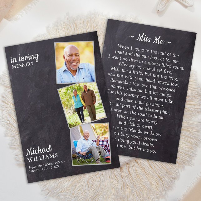 Rustic Funeral 3 Photo Memorial Prayer Card (Creator Uploaded)
