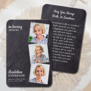 Rustic Funeral 3 Photo Poem Memorial Prayer Card