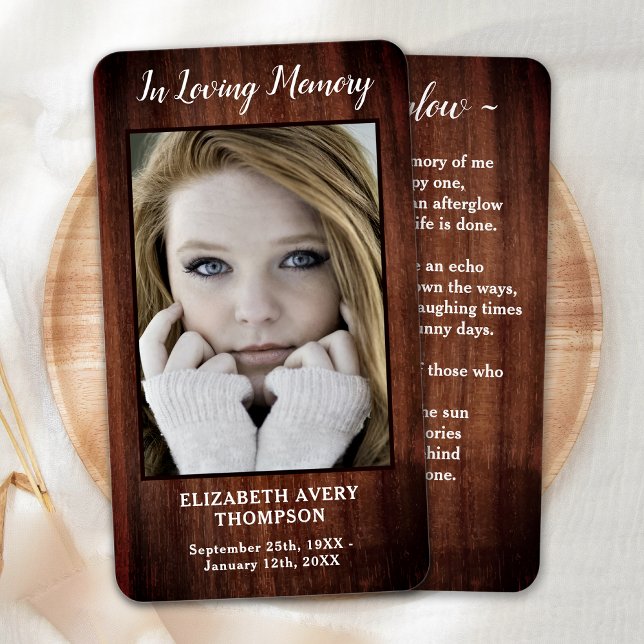 Rustic Funeral Memorial Poem Sympathy Prayer Card (Creator Uploaded)