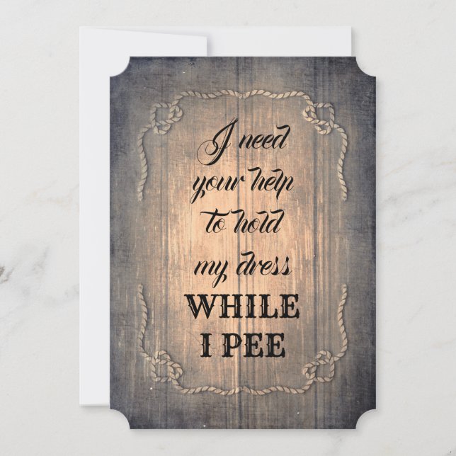 Rustic Funny Bridesmaid / Maid of Honour Proposal Invitation (Front)