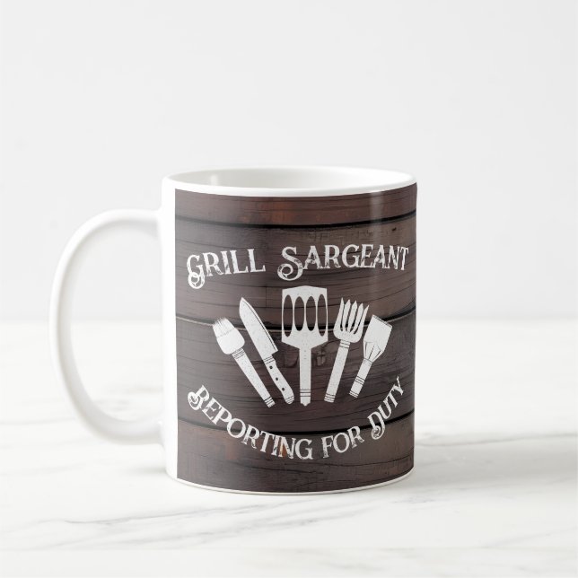 Rustic Funny Cooking Gift Men-Grill Sargeant Coffee Mug (Left)