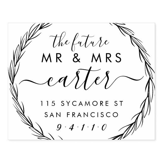 Rustic Future Mr & Mrs Wedding Return Address Rubber Stamp (Imprint)