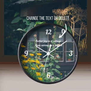 Rustic garden and a cozy cottage  clock