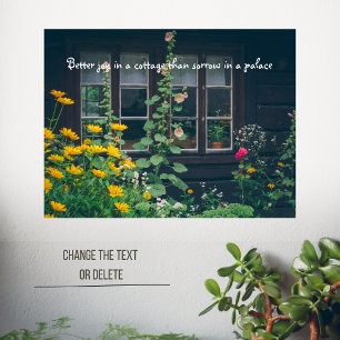 Rustic garden and a cozy cottage  poster