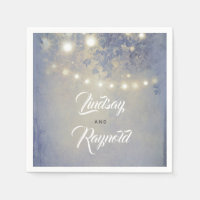Rustic Garden and String of Lights Dusty Blue