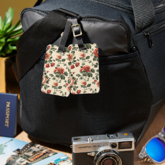 Rustic Garden Bloom – Vintage Red Floral Pattern  Luggage Tag