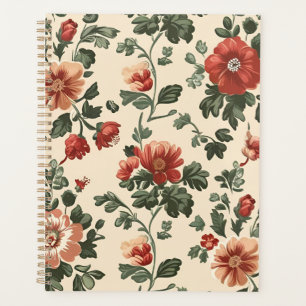 Rustic Garden Bloom – Vintage Red Floral Pattern Planner