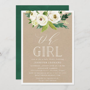 Rustic Garden Blooms   Oh Girl Baby Shower Invitation