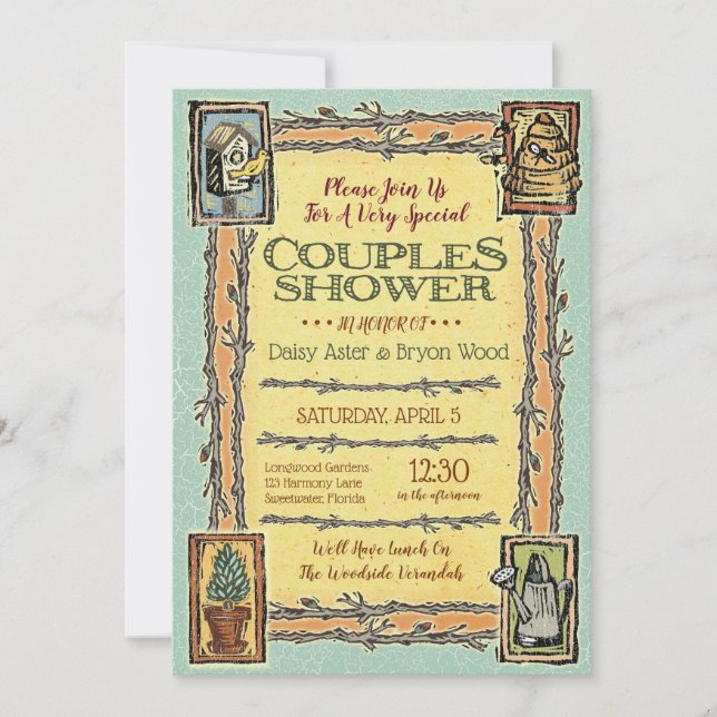 Rustic Garden Couples Wedding Shower Invitations (Front)