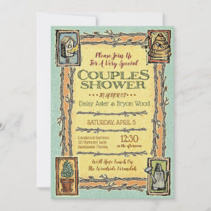 Rustic Garden Couples Wedding Shower Invitations