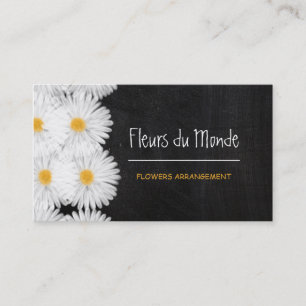 Rustic garden daisies chalkboard floral business card