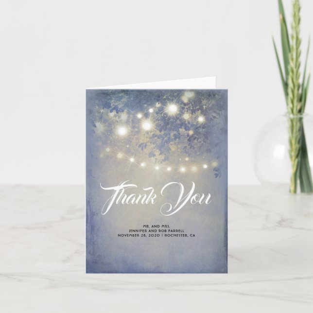 Rustic Garden Dusty Blue Wedding Thank You (Front)