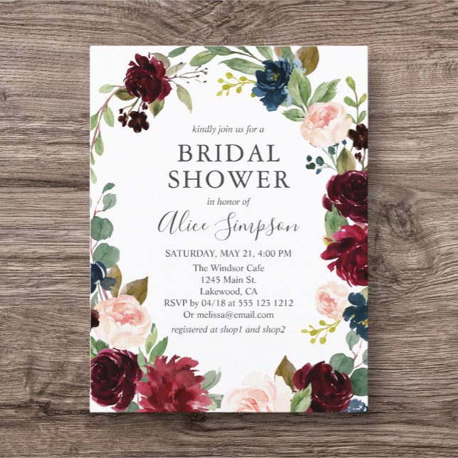 Rustic Garden Floral Calligraphy Bridal Shower Invitation Postcard (Creator Uploaded)
