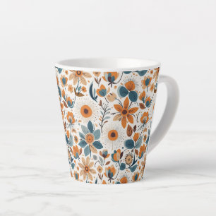 Rustic Garden Floral Folk Art Illustration Spring  Latte Mug