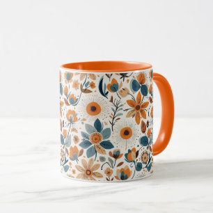 Rustic Garden Floral Folk Art Illustration Spring  Mug