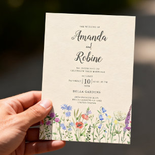 Rustic Garden Floral Wildflower Wedding Invitation