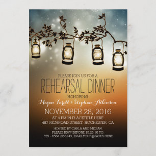 rustic garden lights - lanterns rehearsal dinner invitation