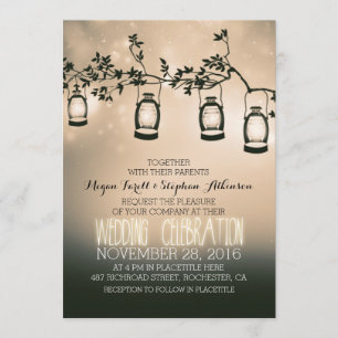 rustic garden lights - lanterns wedding invitation