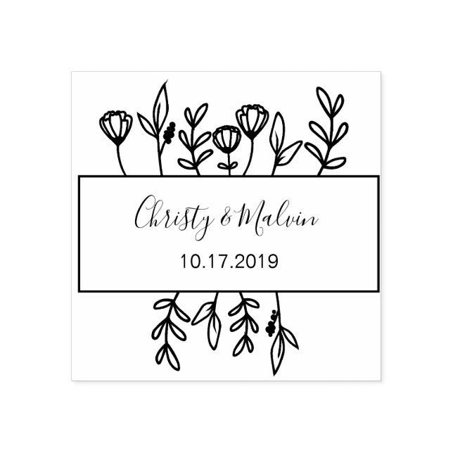 Rustic Garden Save the date logo Self-inking Rubber Stamp (Imprint)