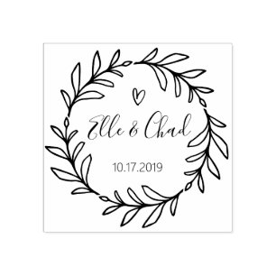 Rustic Garden Save the date round logo Self-inking Rubber Stamp