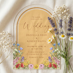 Rustic Garden Spring Summer Floral Wedding Acrylic Invitations