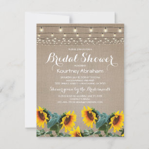 Rustic Garden Sunflowers Lights Bridal Shower Invitation