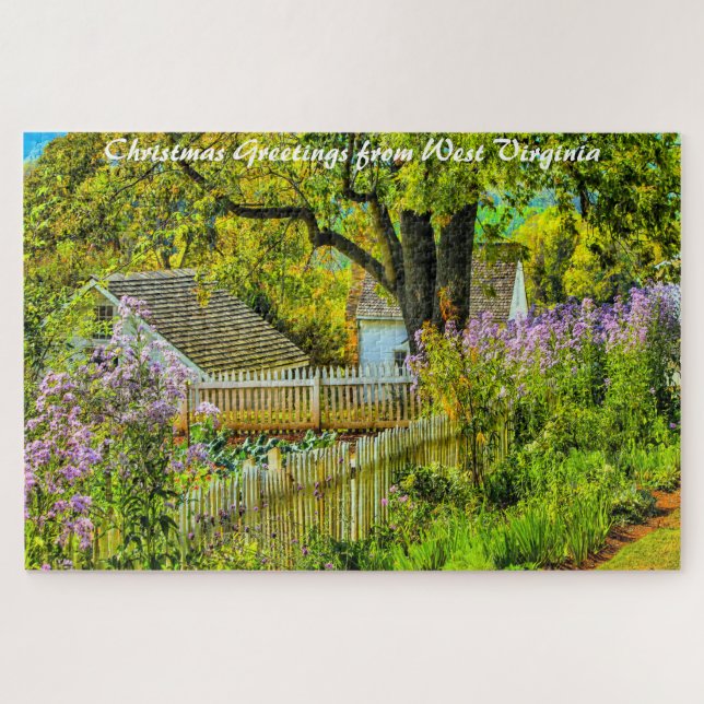 Rustic Garden West Virginia.Christmas Greetings Ji Jigsaw Puzzle (Horizontal)