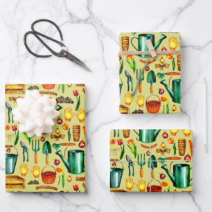 Rustic Gardener Gardening Tools Flowers  Wrapping Paper Sheet