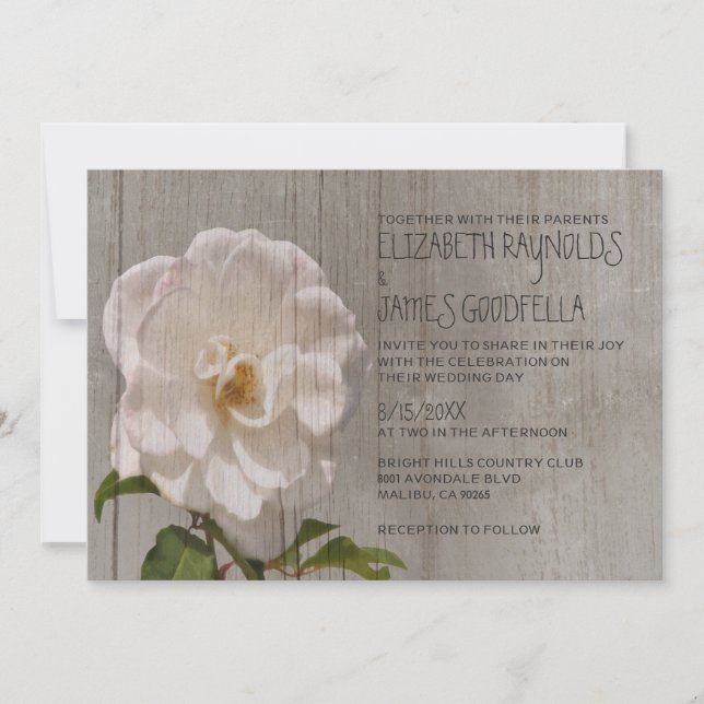 Rustic Gardenia Wedding Invitations (Front)