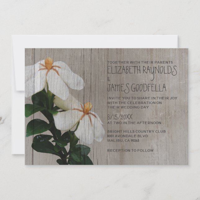 Rustic Gardenias Wedding Invitations (Front)