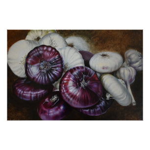 Rustic Garlic and Onion Still Life – Fine Art Poster