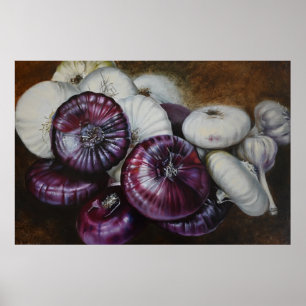 Rustic Garlic and Onion Still Life – Fine Art Poster