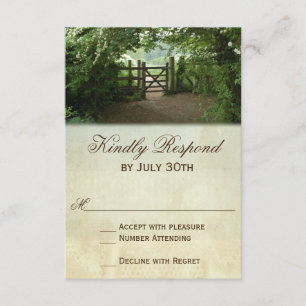 Rustic Gate Nature Trail Country Wedding RSVP Card