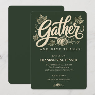 Rustic Gather Hand-Lettered Thanksgiving Invitation
