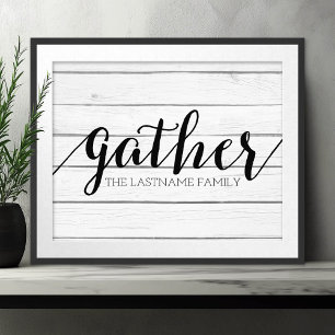 Rustic Gather - Shiplap Wood with Custom Family Photo Print