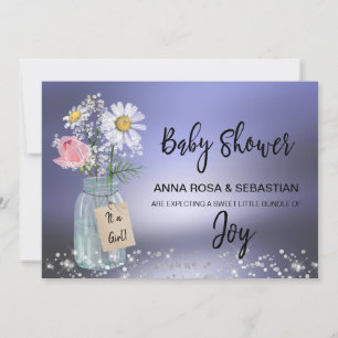 *~* Rustic. Gender Mason Jar Floral Baby Shower Invitation