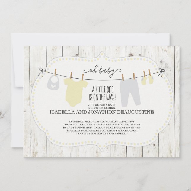 Rustic Gender Neutral Baby Shower Invitation (Front)
