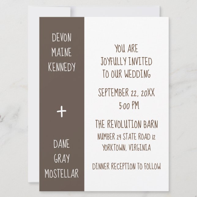 Rustic Gender-Neutral Barn Wedding Invitation Card (Front)