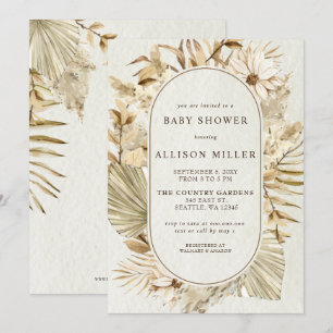 Rustic Gender Neutral Boho Pampas Baby Shower Invitation
