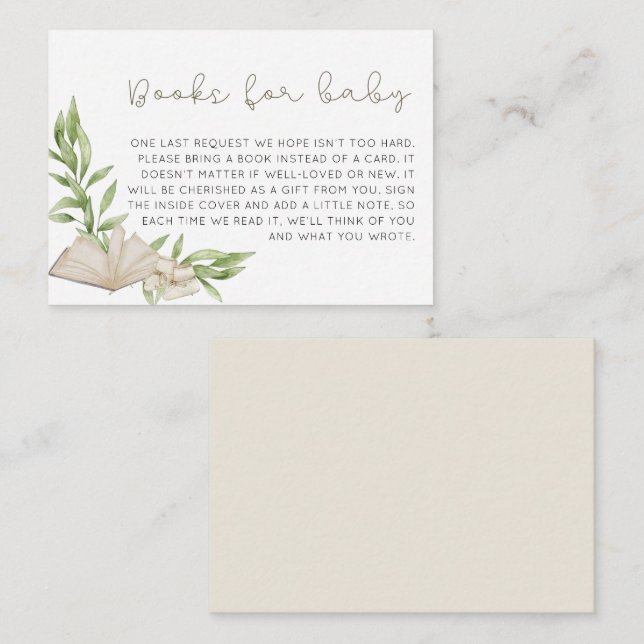 Rustic Gender Neutral Books For Baby Enclosure Card (Front/Back)